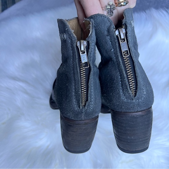 Bed Stu Arcane Boots Womens Sz 6.5 Gray Leather Ankle Zip Ruched Distressed Boho - Picture 8 of 15